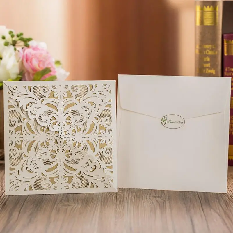 30pcs/lot Lace Pocket Wedding Invitations Cards Square Laser Cut Flower Paper Card Event Party Supplies
30pcs/lot Lace Pocket Wedding Invitations Cards Square Laser Cut Flower Paper Card Event Party Supplies