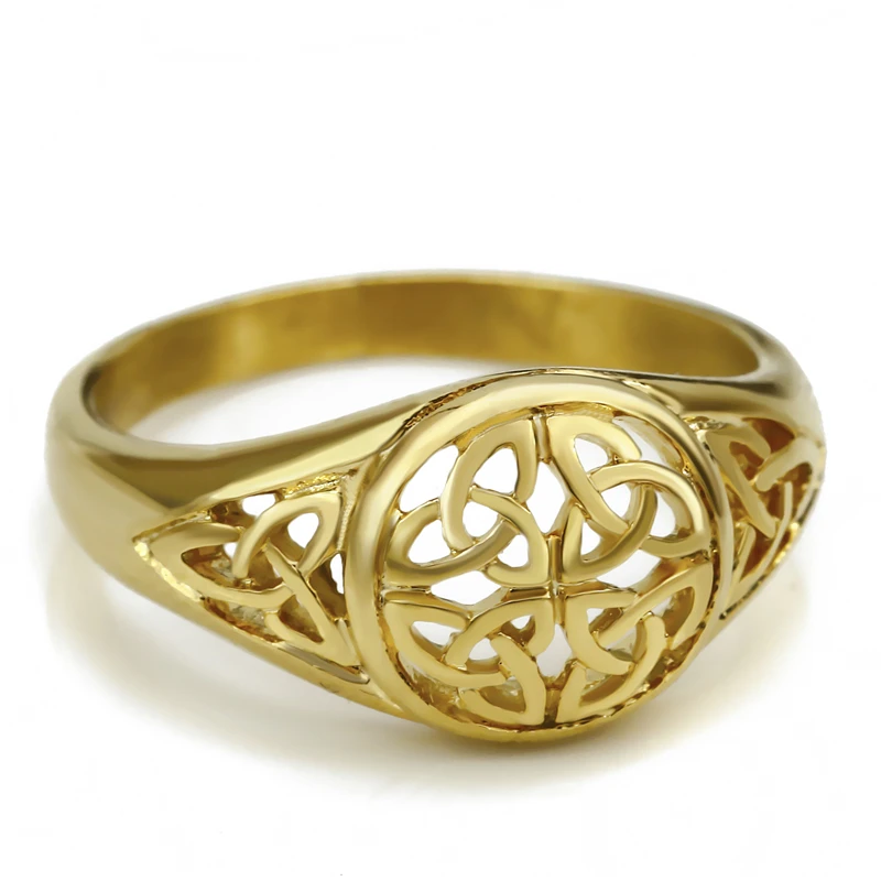Женское кольцо из нержавеющей стали золотистого цвета с кельтским узлом модные