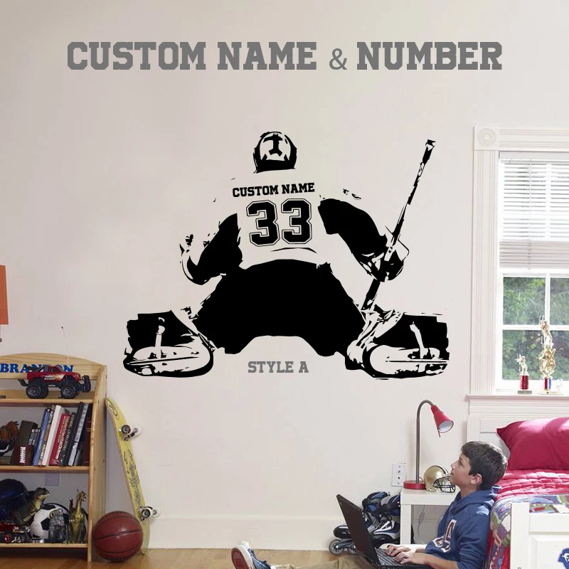 Hockey Goalie & Large Ice Hockey Player Choose Jersey Name And Numbers Wall Sticker Vinyl DIY Home Decor Sport Decals Kids Room
Hockey Goalie & Large Ice Hockey Player Choose Jersey Name And Numbers Wall Sticker Vinyl DIY Home Decor Sport Decals Kids Room
