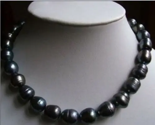 

NEW 11-13MM NATURAL TAHITIAN BLACK BAROQUE PEARL pendant NECKLACE 18"