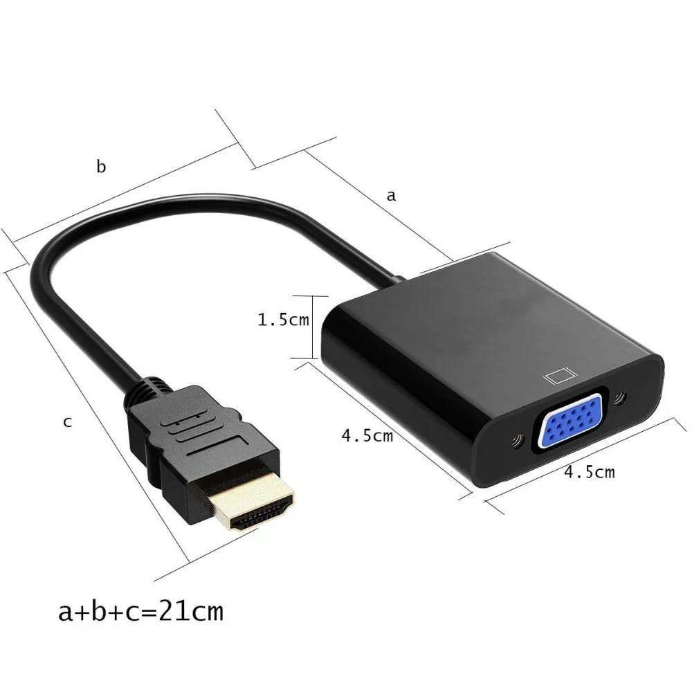 500 шт./лот активный адаптер HDMI-VGA позолоченный 1080P цифро-аналоговый переходник