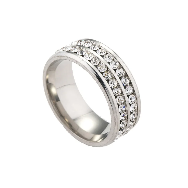 Мужские и женские парные кольца ADOMANER классические из нержавеющей стали с радужным кристаллом бижутерия