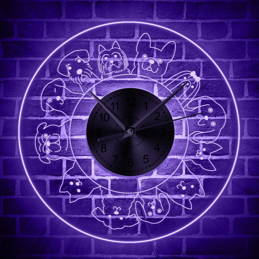 Man's Best Friend Dog Lovers Unite LED Wall Clock 12 Different Dog Breeds Cut Puppy Wall Clock with LED Backlight Pet Vet Decor
Man's Best Friend Dog Lovers Unite LED Wall Clock 12 Different Dog Breeds Cut Puppy Wall Clock with LED Backlight Pet Vet Decor