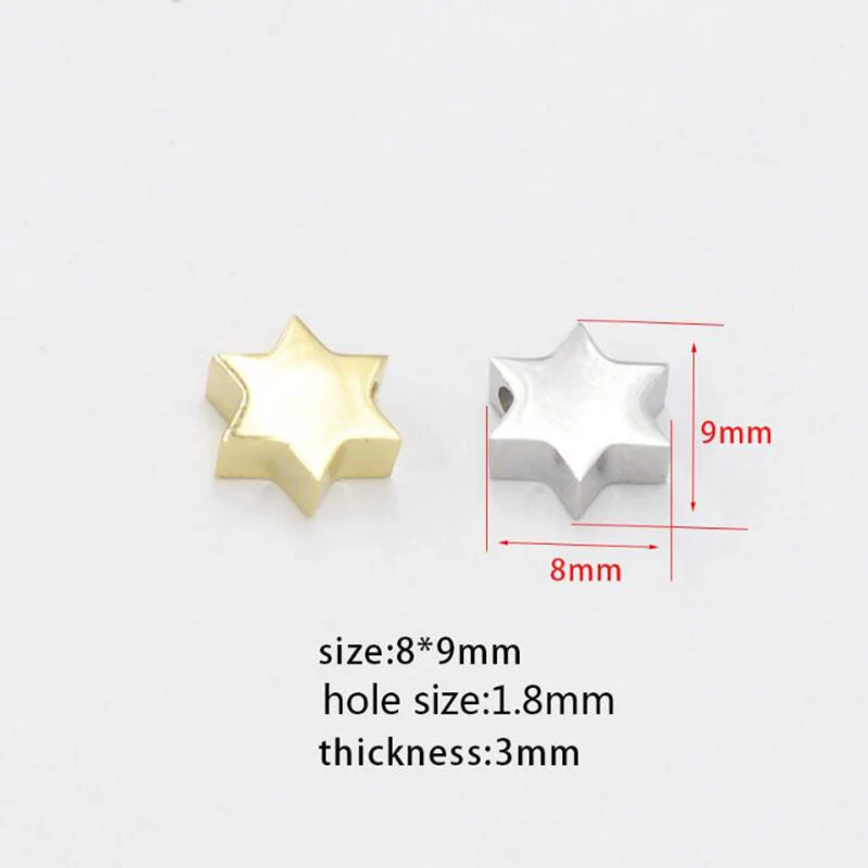 20pcs/Lot Stainless Steel Mirror Polish Star of David DIY 1.8mm Small Hole Beads for Jewelry Making Accessory 8*9mm
20pcs/Lot Stainless Steel Mirror Polish Star of David DIY 1.8mm Small Hole Beads for Jewelry Making Accessory 8*9mm