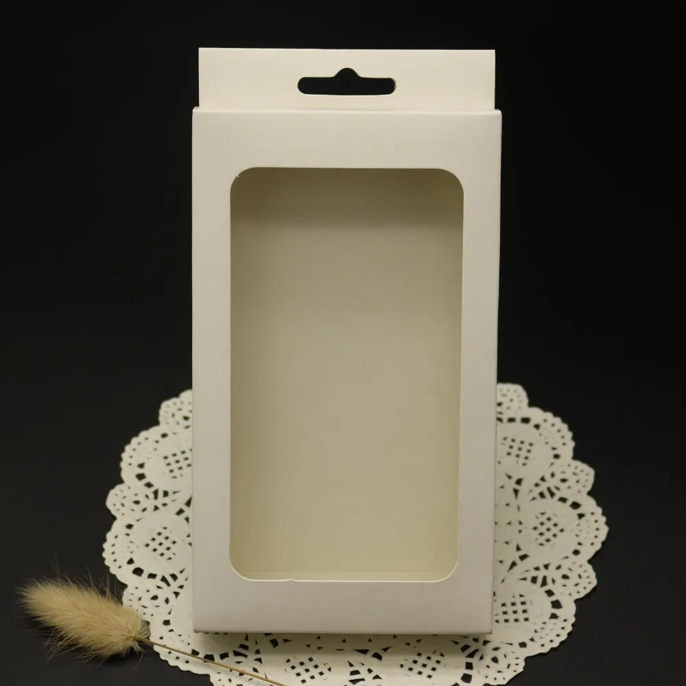 

30Pcs/Lot 3x10x12cm White Electronic Product Kraft Paper Packaging Hang Hole Box Gift Earphone Cardboard Package Window Box