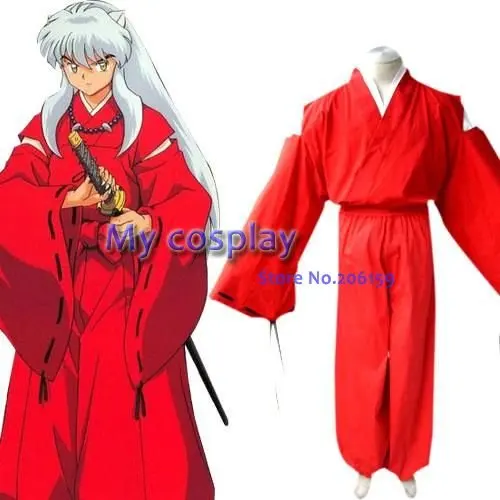 

Anime InuYasha Feudal Fairy Tale InuYasha Men's Halloween Party Costume Red Unisex Clothing Kimono Sleeveless Costumes