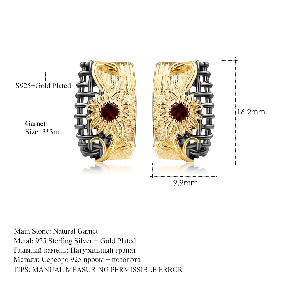 GEM'S BALLET 0.33Ct Natural Garnet Gemstones Earrings 925 Sterling Silver Handmade Yellow Flower Clip Earrings For Women Wedding
GEM'S BALLET 0.33Ct Natural Garnet Gemstones Earrings 925 Sterling Silver Handmade Yellow Flower Clip Earrings For Women Wedding