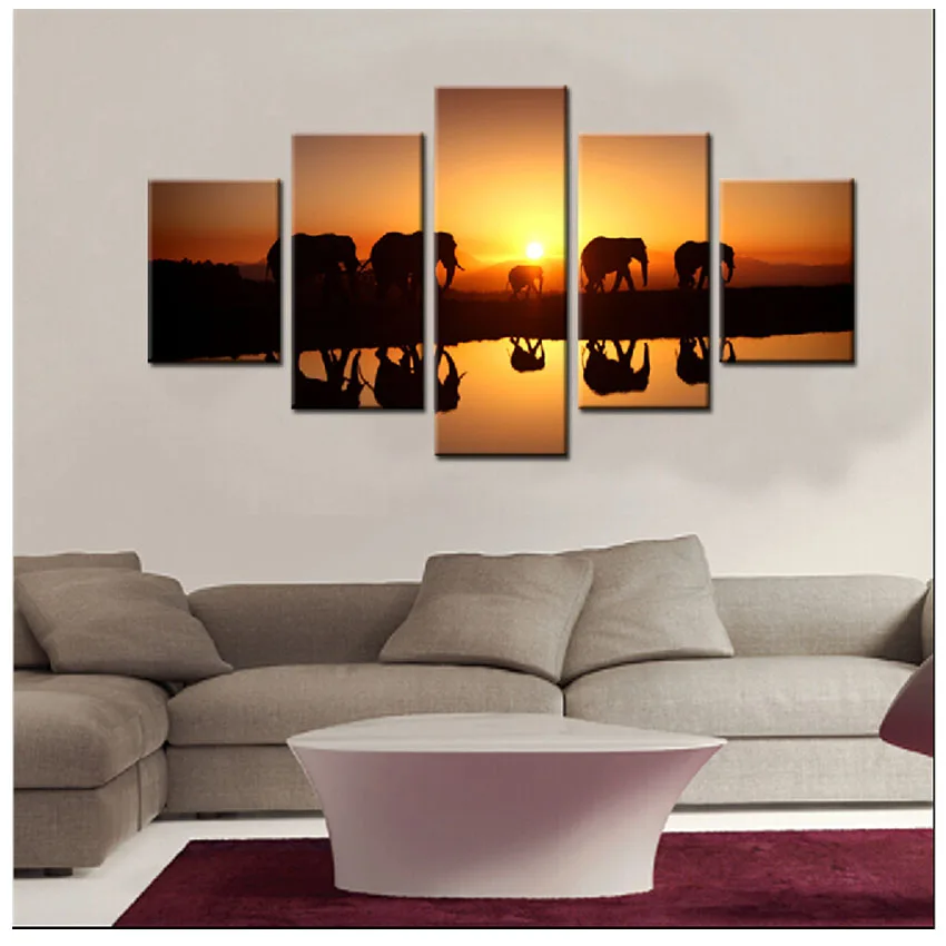 Elephant Painting Canvas Migration for Living Room Wall Animal Poster 5 Panel Decorative Pictures Art
Elephant Painting Canvas Migration for Living Room Wall Animal Poster 5 Panel Decorative Pictures Art