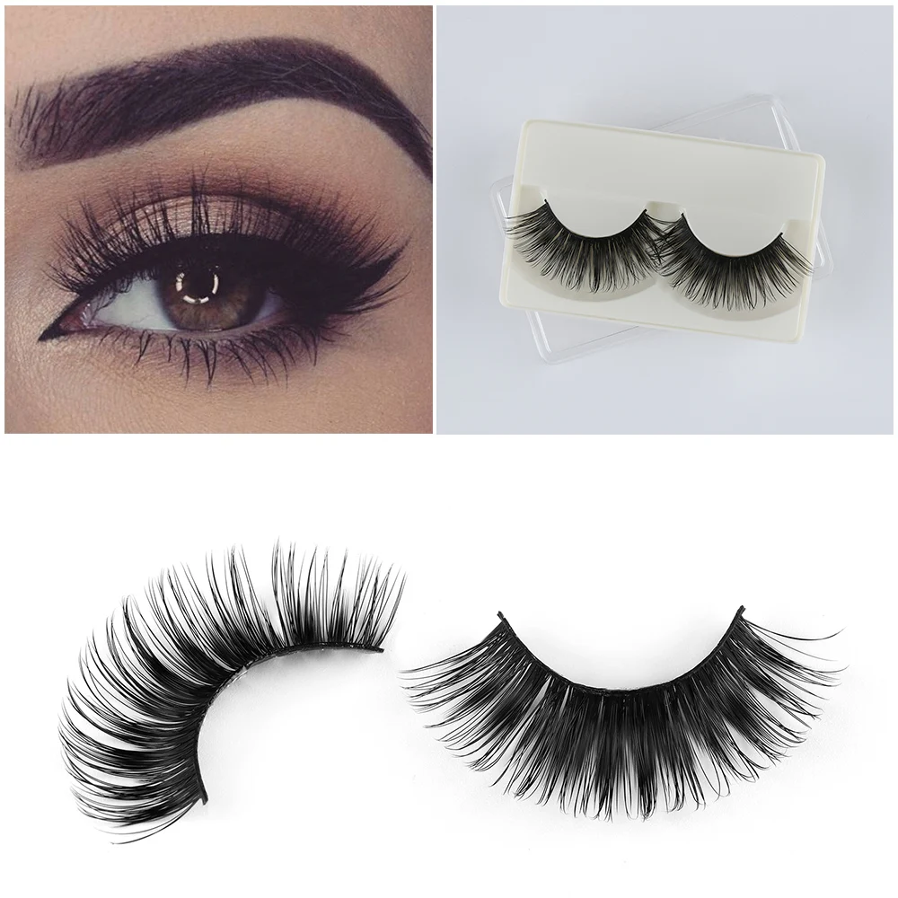 Фото 1 пара Искусственные черные натуральные накладные ресницы|eyelash extension tools|extension