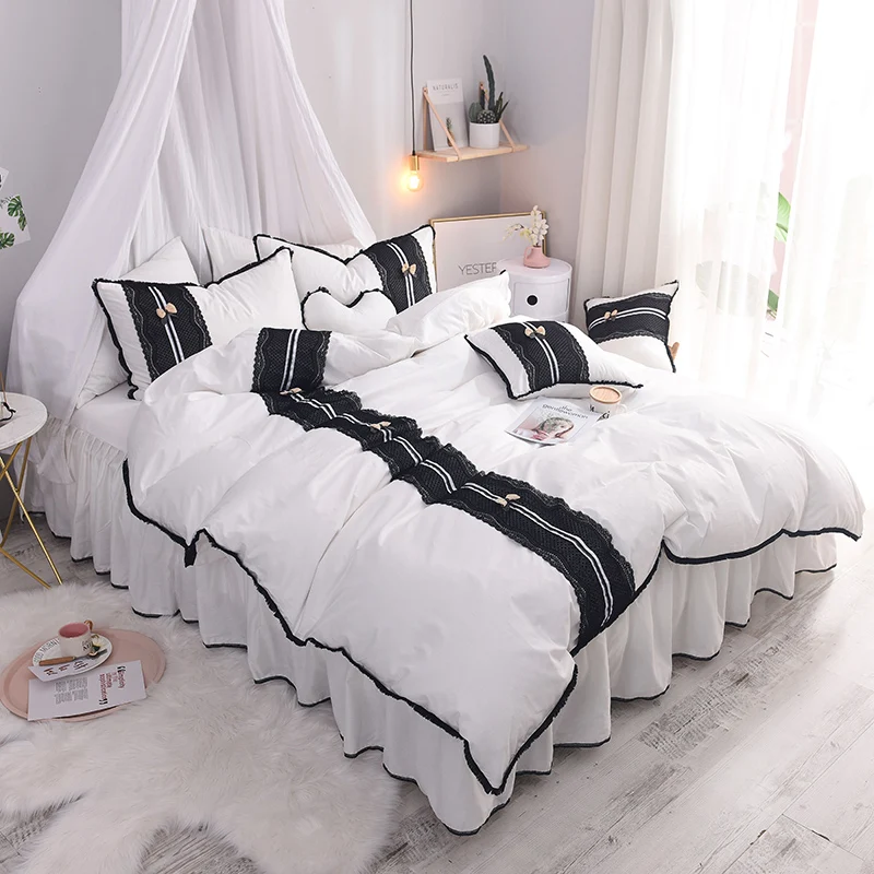 Luxury Pure Cotton Black Lace Home Bedding set King Queen Size Princess korean Ruffle Bedskirt MINT Green Duvetcover Pillow case
Luxury Pure Cotton Black Lace Home Bedding set King Queen Size Princess korean Ruffle Bedskirt MINT Green Duvetcover Pillow case