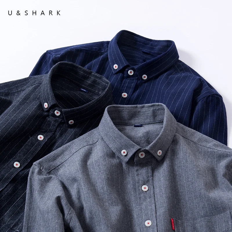 U & SHARK фланелевая рубашка в полоску для мужчин блузка с длинным рукавом Повседневные рубашки мужские хлопковые деловые Платье черного цвета...
U & SHARK фланелевая рубашка в полоску для мужчин блузка с длинным рукавом Повседневные рубашки мужские хлопковые деловые Платье черного цвета...
