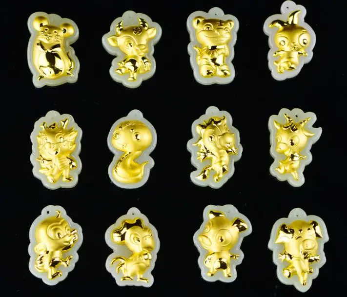Gold inlaid jade pendant 3D gold and Tian necklace twelve zodiac monkey year mascot jadeH78# | Украшения и аксессуары