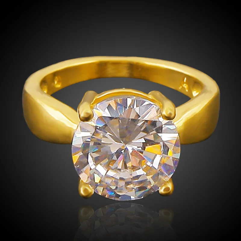 Big Huge CZ imitated zirconia Ring Yellow Gold Filled Women Engagement Promise (US size 8 9) | Украшения и аксессуары