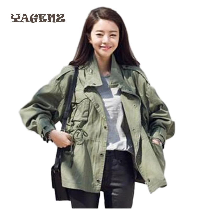 

Women Oversized Leisure Jacket Military Style Epaulets Embellished 2019 New Korean Fashion Loose tide lantern sleeves women coat