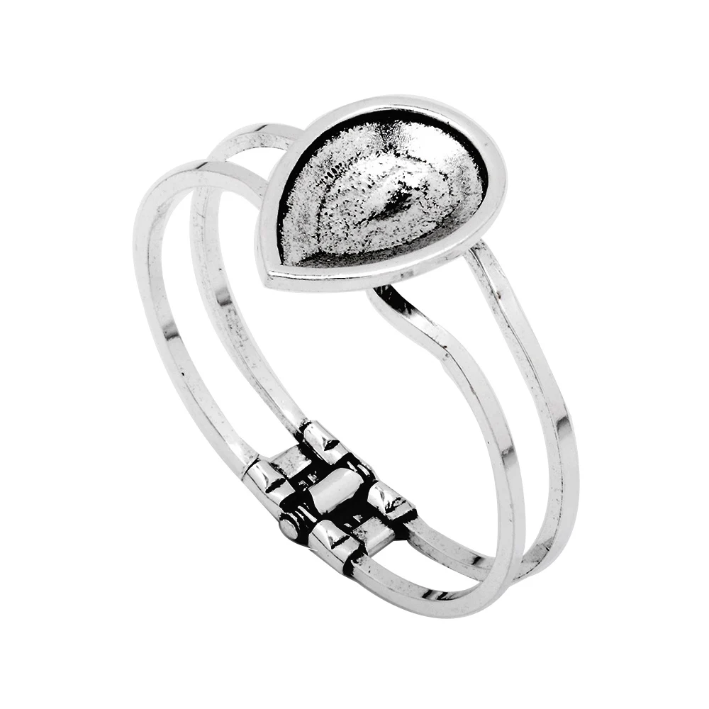 5pcs Antique Silver Tone 60*45MM Blank Bangle Bracelet Setting Base with 30*20mm Waterdrop Tray-10013102
5pcs Antique Silver Tone 60*45MM Blank Bangle Bracelet Setting Base with 30*20mm Waterdrop Tray-10013102