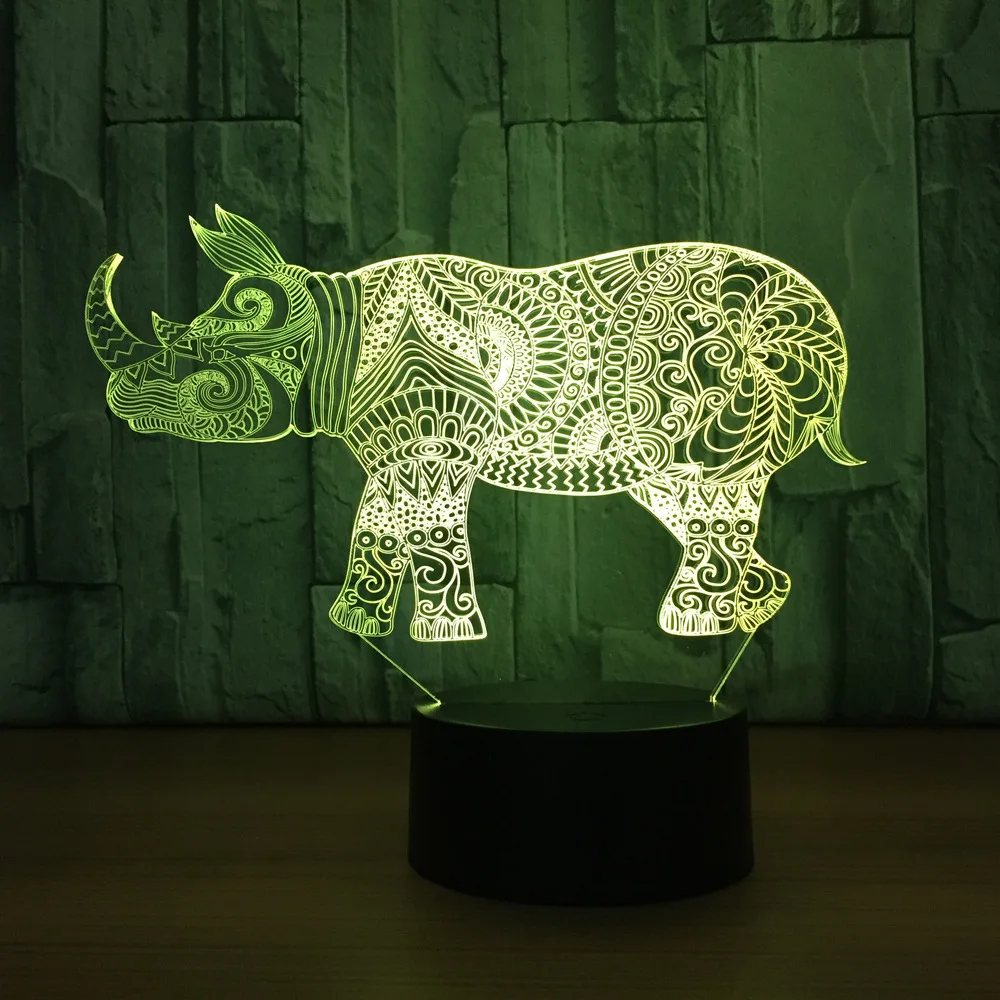Rhino 3D Small Night Lamp Manufacturer Colorful Colorful Led Night Light Smart Home Decoration 3d Light Fixtures Drop Shipping
Rhino 3D Small Night Lamp Manufacturer Colorful Colorful Led Night Light Smart Home Decoration 3d Light Fixtures Drop Shipping