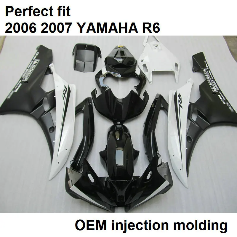 Injection molding free customize fairing kit for Yamaha YZF R6 2006 2007 classic black white fairing set YZFR6 06 07 BN02
Injection molding free customize fairing kit for Yamaha YZF R6 2006 2007 classic black white fairing set YZFR6 06 07 BN02
