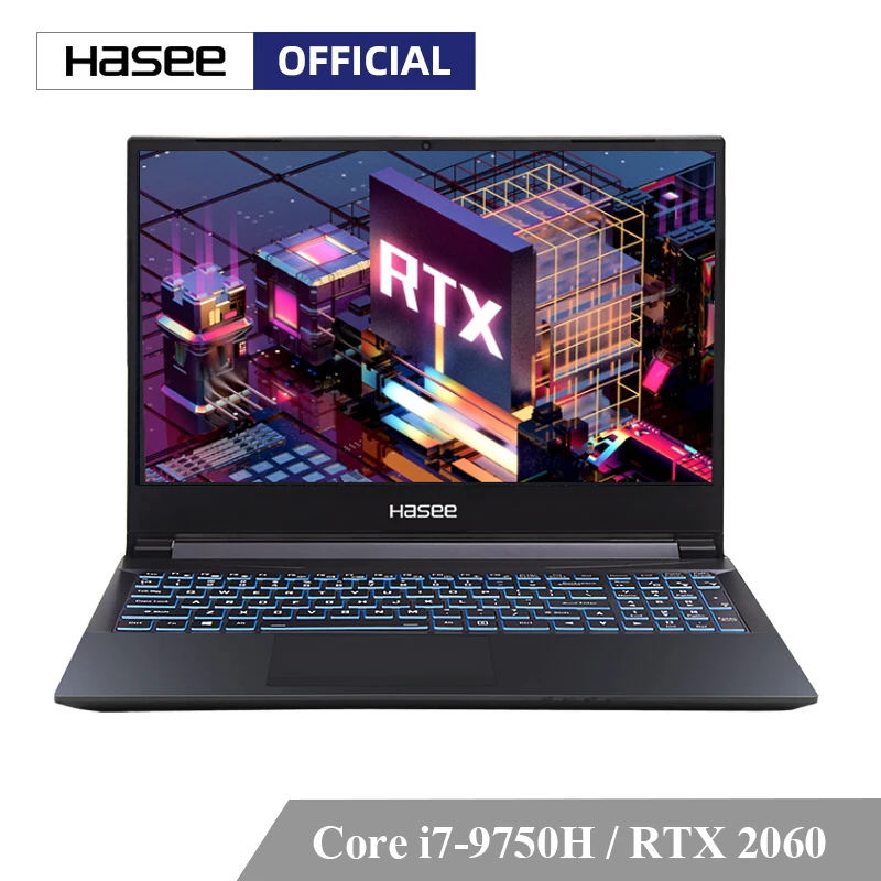 Ноутбук Hasee Z8 CT7NA для игр (Intel Core I7 9750H + RTX 2060 6G/8GB RAM/512G SSD/15 6 ''IPS/клавиатура с