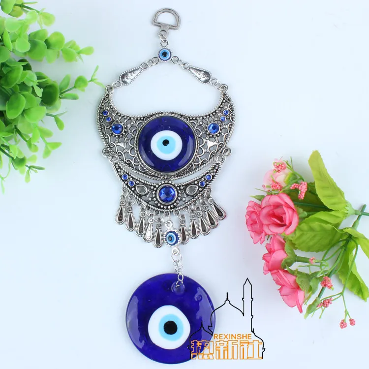

Turkey blue diamond eyes Muslim peace horn evil metal pendant wall Jushi home ornaments