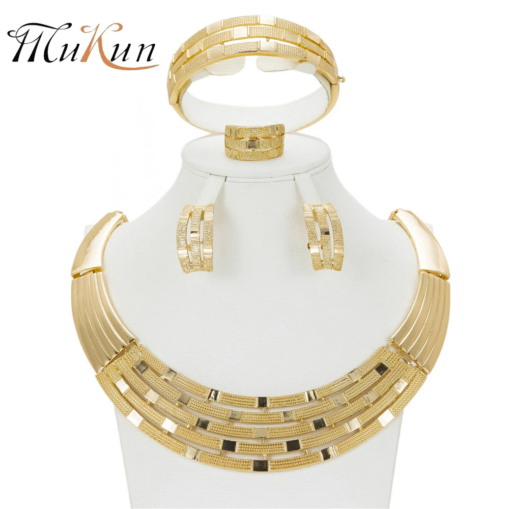 MUKUN Dubai Gold Color Jewelry Sets For Women African Beads Necklace Earrings Bracelet Rings Party Wedding Bridal Accessories
MUKUN Dubai Gold Color Jewelry Sets For Women African Beads Necklace Earrings Bracelet Rings Party Wedding Bridal Accessories