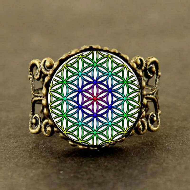 Steampunk Colorful Flower Of Life OM ring mandala jewelry Yoga Zen jewelry choker Gift Women Men
Steampunk Colorful Flower Of Life OM ring mandala jewelry Yoga Zen jewelry choker Gift Women Men