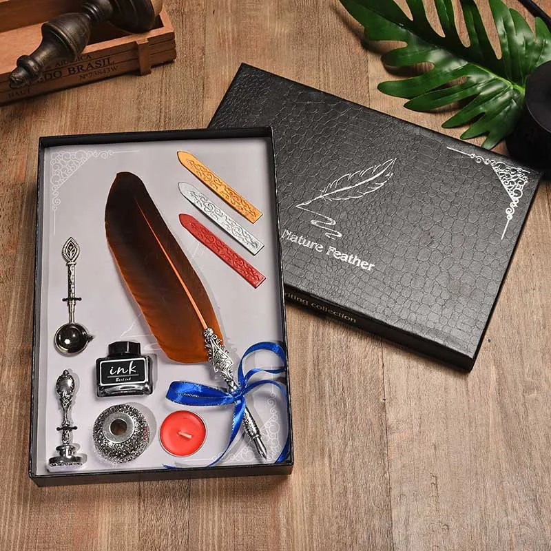 BNB European Creative Feather Pen Set Vintage Dip Fountain Pen Advertising Creative Gift Pen Gift Box Visa Pen Writing Tools
BNB European Creative Feather Pen Set Vintage Dip Fountain Pen Advertising Creative Gift Pen Gift Box Visa Pen Writing Tools