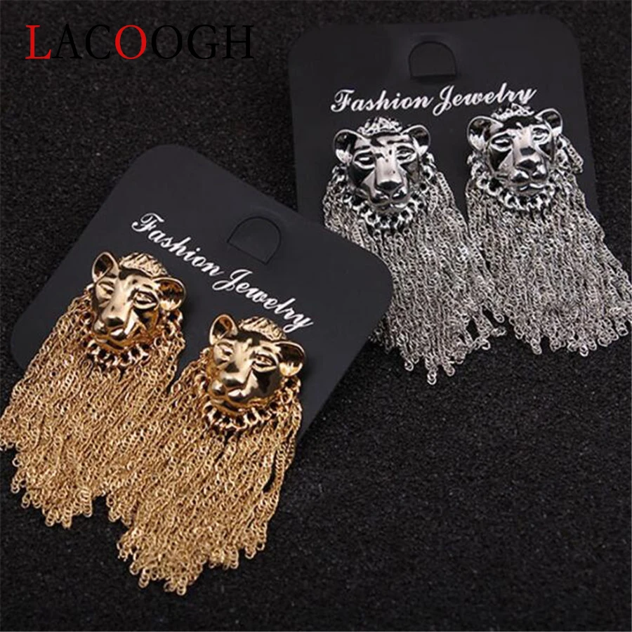 Lacoogh Women Lion Head Tassel Personality Earrings Nightclub Personality Trend Gold Fashion Earrings
Lacoogh Women Lion Head Tassel Personality Earrings Nightclub Personality Trend Gold Fashion Earrings