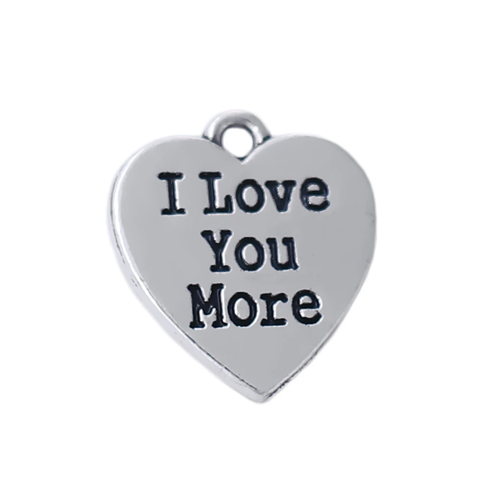 Popular Men and Women Jewelry Heart-shaped Charm Engraving I LOVE YOU MORE Metal Pendant Lovers Gift Accessories | Украшения и