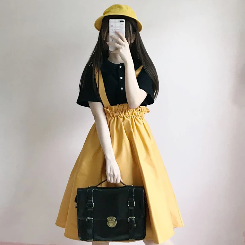 2 Pcs Suit Summer New Women Korean Student Short Sleeve Shirt + High Waist Long Strap Dress Fashion Set Free shipping
2 Pcs Suit Summer New Women Korean Student Short Sleeve Shirt + High Waist Long Strap Dress Fashion Set Free shipping