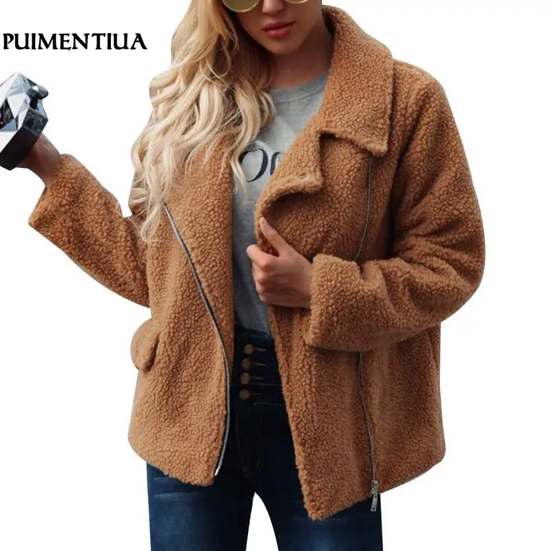 Фото Puimentiua куртка из искусственной овечьей шерсти для женщин 2018 - купить