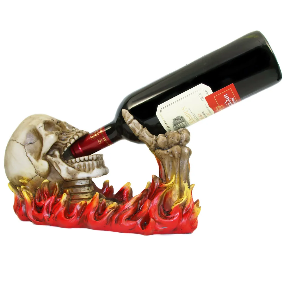 1Piece Skull Figurine Wine Bottle Holder Flaming Skeleton Evil Skull Rising From Flames Wine Bottle Holder Statue
1Piece Skull Figurine Wine Bottle Holder Flaming Skeleton Evil Skull Rising From Flames Wine Bottle Holder Statue