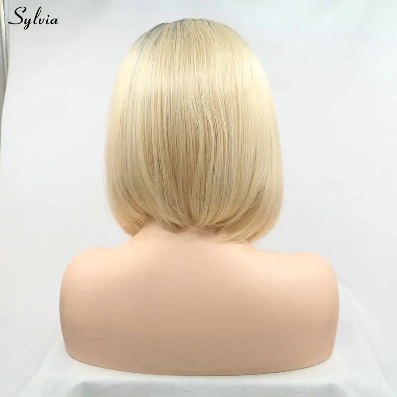 Sylvia натуральный Hairline Drag queen летние короткие волосы боб светловолосый парик Омбре