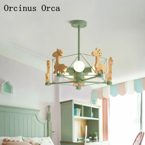 

Nordic modern simple giraffe chandelier boys girls bedroom children's room lamp creative personality LED color ceiling lamp