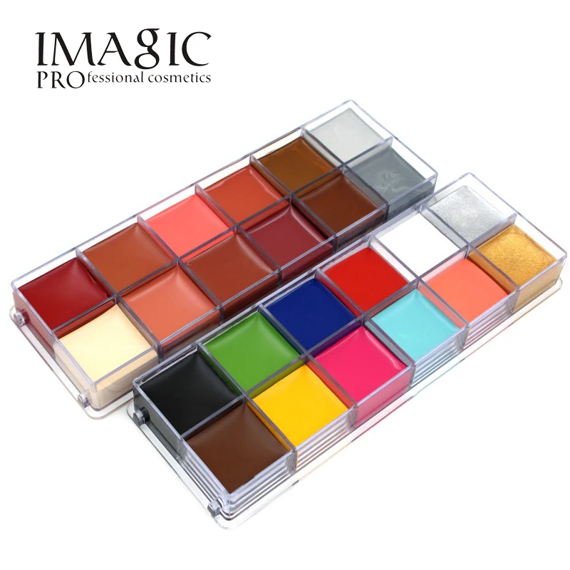 IMAGIC 12 Colors Flash Tattoo Face Body Paint Oil Painting Art Halloween Party Fancy Dress Beauty Makeup Tools