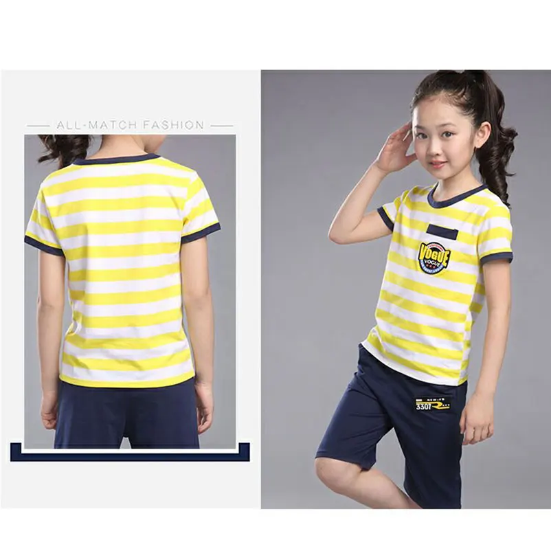 3-14T Children Clothes Set for Boys Girls Summer Striped Short Sleeved Kids T-shirt +pants School Students
3-14T Children Clothes Set for Boys Girls Summer Striped Short Sleeved Kids T-shirt +pants School Students