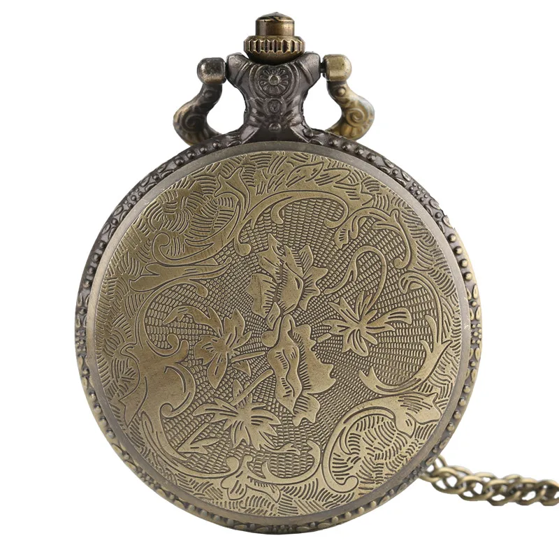 Винтажные аналоговые карманные часы с бронзовым циферблатом и черепом роскошные