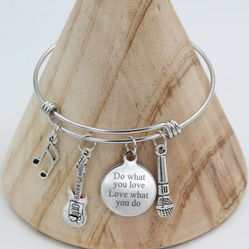 10PCS Stainless Steel Bracelet Adjustable Wire Musician Bangle Music Note Guitar Microphone Charm Bracelet Muscian Gifts
10PCS Stainless Steel Bracelet Adjustable Wire Musician Bangle Music Note Guitar Microphone Charm Bracelet Muscian Gifts