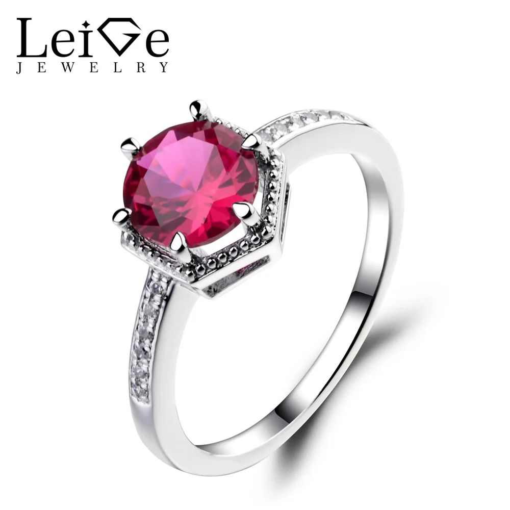 Leige Jewelry Ruby Wedding Engagement Rings for Women Round Cut Gemstone Ring 925 Sterling Silver Fine Jewelry July Birthstone
Leige Jewelry Ruby Wedding Engagement Rings for Women Round Cut Gemstone Ring 925 Sterling Silver Fine Jewelry July Birthstone