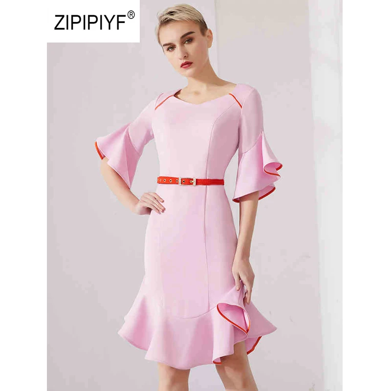 Original Zipipiyf Pink Sweet Dresses 2019 Runway Women Ruffles Party dress Flare Sleeve Mermaid vestido de oficina elegant AB423
Original Zipipiyf Pink Sweet Dresses 2019 Runway Women Ruffles Party dress Flare Sleeve Mermaid vestido de oficina elegant AB423