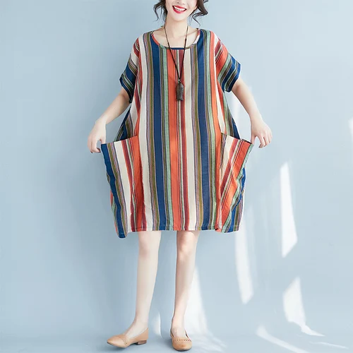 Summer Dress 2019 Cotton Fabric One-Piece Dress Female Bohemian Loose Casual Beach Dress Mid-Long Style Elbise Plus Size Dress
Summer Dress 2019 Cotton Fabric One-Piece Dress Female Bohemian Loose Casual Beach Dress Mid-Long Style Elbise Plus Size Dress
