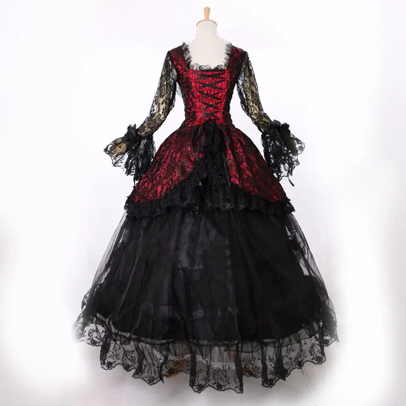 18th Century Rococo Masquerade dresses Square Collar Long Flare Sleeve Black schwarz Gothic Victorian Period Dress For Women
18th Century Rococo Masquerade dresses Square Collar Long Flare Sleeve Black schwarz Gothic Victorian Period Dress For Women