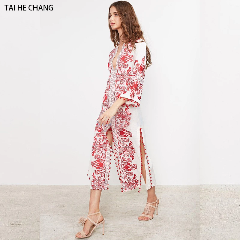 women dress autumn vestidos vintage embroidery bohemian runway sexy beach casual v-neck loose slit white long summer dress
women dress autumn vestidos vintage embroidery bohemian runway sexy beach casual v-neck loose slit white long summer dress