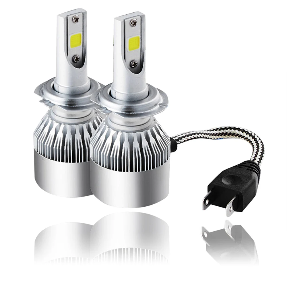 

2PCS Auto Led lamp Motorcycle COB H1 H3 H4 H7 C6 9005 9006 7200LM 72W Car Headlight Fog Light Bulb Beam Conversion Kit