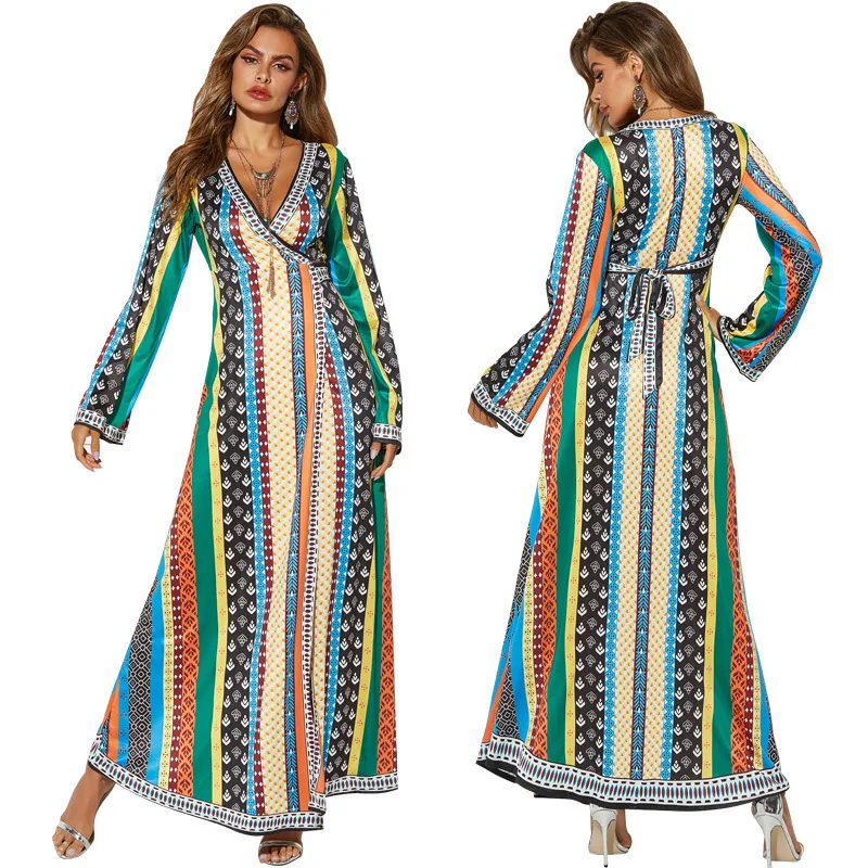 New 2019 Vintage Long Maxi Dress Stripe Sexy Split Dress Women Elegant V-neck Long Sleeve Dress Vestido Boho Dress
New 2019 Vintage Long Maxi Dress Stripe Sexy Split Dress Women Elegant V-neck Long Sleeve Dress Vestido Boho Dress