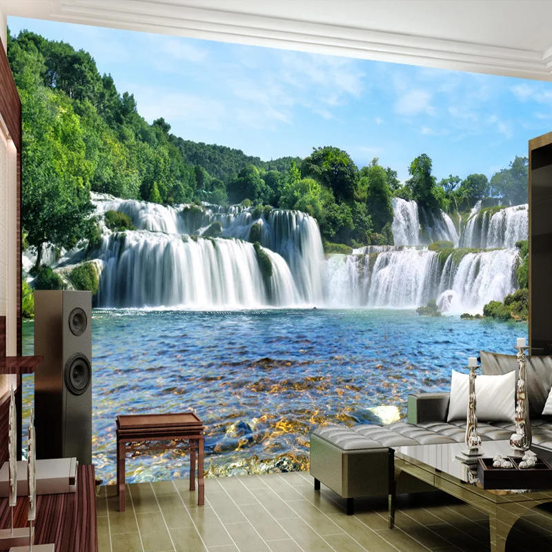 

Фотообои beibehang на заказ, современные 3D-обои с изображением водопада, проточной воды, пейзажа, для гостиной, дивана