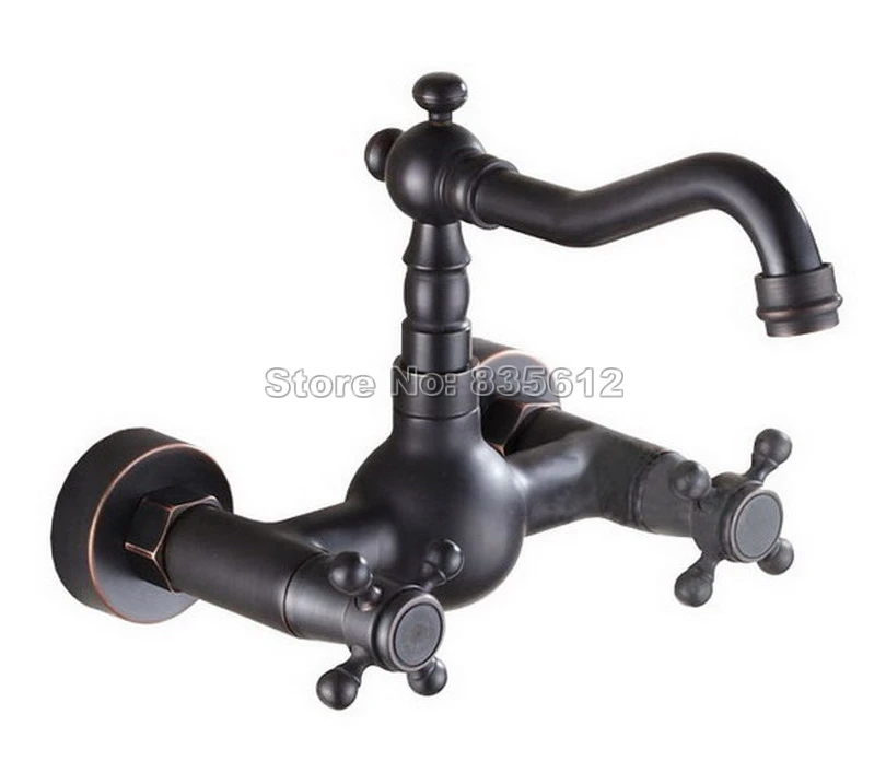 Black Oil Rubbed Bronze Swivel Spout Kitchen Sink Water tap / Dual Cross Handles Basin Faucet Wall Mounted Wnf263
Black Oil Rubbed Bronze Swivel Spout Kitchen Sink Water tap / Dual Cross Handles Basin Faucet Wall Mounted Wnf263