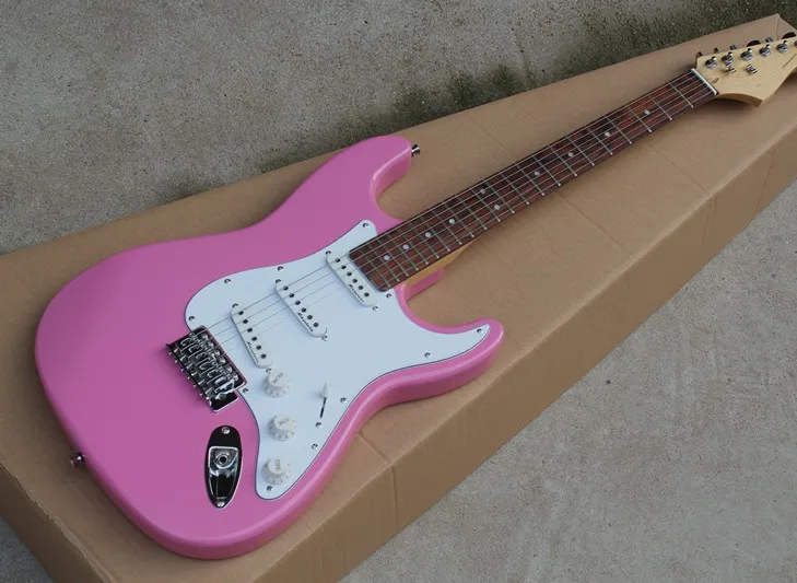 Pink Body Electric Guitar with White Pickguard,3 Pickups,Chrome Pickups Offer Customized
Pink Body Electric Guitar with White Pickguard,3 Pickups,Chrome Pickups Offer Customized