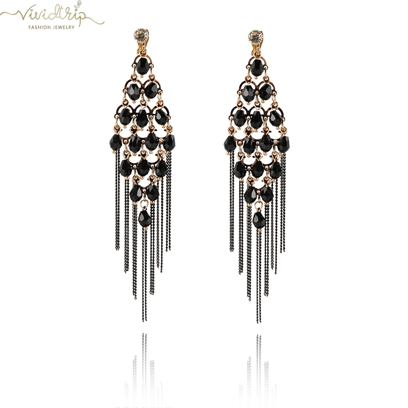 Fashion Gold Color Hanging Long Tassel Clip on Earrings Black AAA Crystal Metal Chain No Pierced for Women's Ear Clips Jewelry
Fashion Gold Color Hanging Long Tassel Clip on Earrings Black AAA Crystal Metal Chain No Pierced for Women's Ear Clips Jewelry
