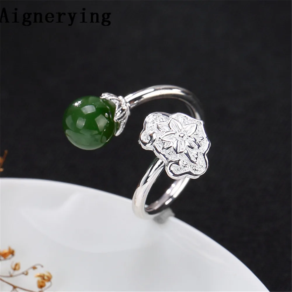 925 Sterling Silver Rings For Women Jade Adjustable Ring Handmade Jewelry Silver Flower Ring Gift tray with Box Jewelry
925 Sterling Silver Rings For Women Jade Adjustable Ring Handmade Jewelry Silver Flower Ring Gift tray with Box Jewelry