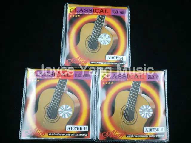 

3 Sets of Alice A107BK-H Black Nylon H85 Coated Bronze Alloy Wound Classical Guitar Strings 1st-6th Strings